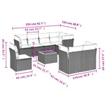 9-Delige Loungeset Met Kussens Poly Rattan Grijs