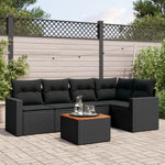 6-Delige Loungeset Met Kussens Poly Rattan Zwart