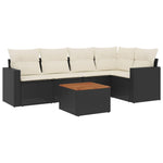 6-Delige Loungeset Met Kussens Poly Rattan Zwart