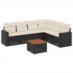 7-Delige Loungeset Met Kussens Poly Rattan Zwart