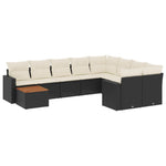 10-Delige Loungeset Met Kussens Poly Rattan Zwart