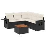 6-Delige Loungeset Met Kussens Poly Rattan Zwart