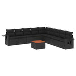 10-Delige Loungeset Met Kussens Poly Rattan Zwart