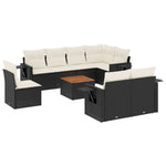 9-Delige Loungeset Met Kussens Poly Rattan Zwart