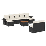 10-Delige Loungeset Met Kussens Poly Rattan Zwart
