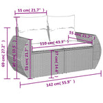 7-Delige Loungeset Met Kussens Poly Rattan Grijs