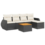 6-Delige Loungeset Met Kussens Poly Rattan Zwart