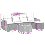 6-Delige Loungeset Met Kussens Poly Rattan Grijs