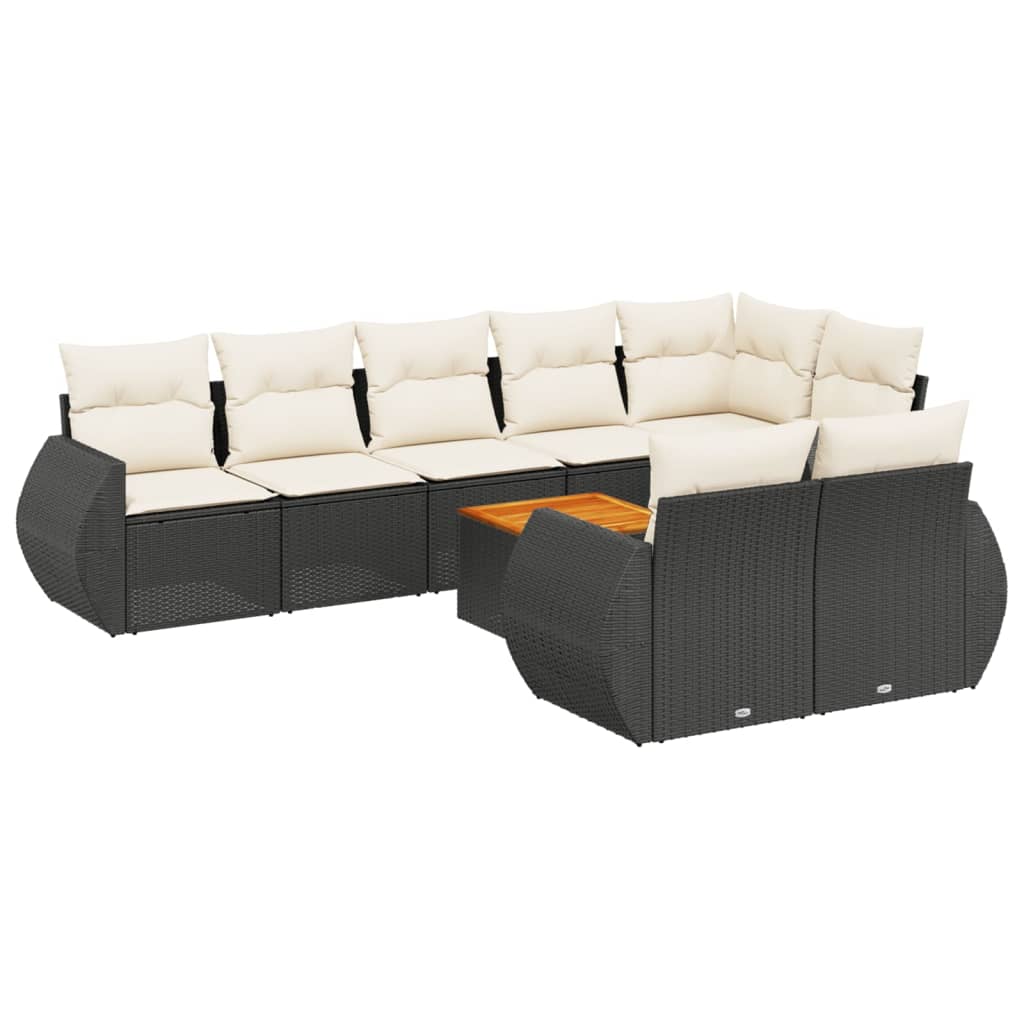 9-Delige Loungeset Met Kussens Poly Rattan Zwart
