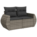 7-Delige Loungeset Met Kussens Poly Rattan Grijs
