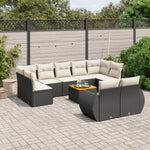 10-Delige Loungeset Met Kussens Poly Rattan Zwart
