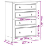 Ladekast Corona 92X48X120 Cm Massief Grenenhout