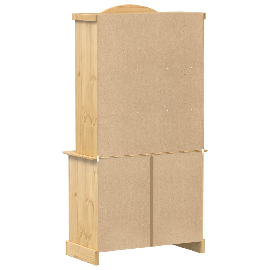 Vitrinekast Corona 100X48,5X179 Cm Massief Grenenhout Gerecycled Hout (Meerkleurig)