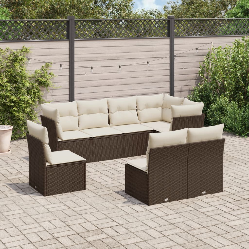 9-Delige Loungeset Met Kussens Poly Rattan