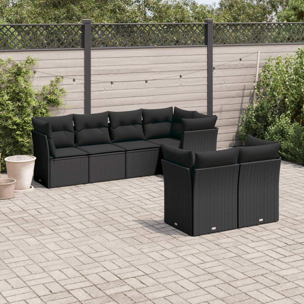 -Delige Loungeset Met Kussens Poly Rattan