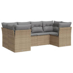 -Delige Loungeset Met Kussens Poly Rattan