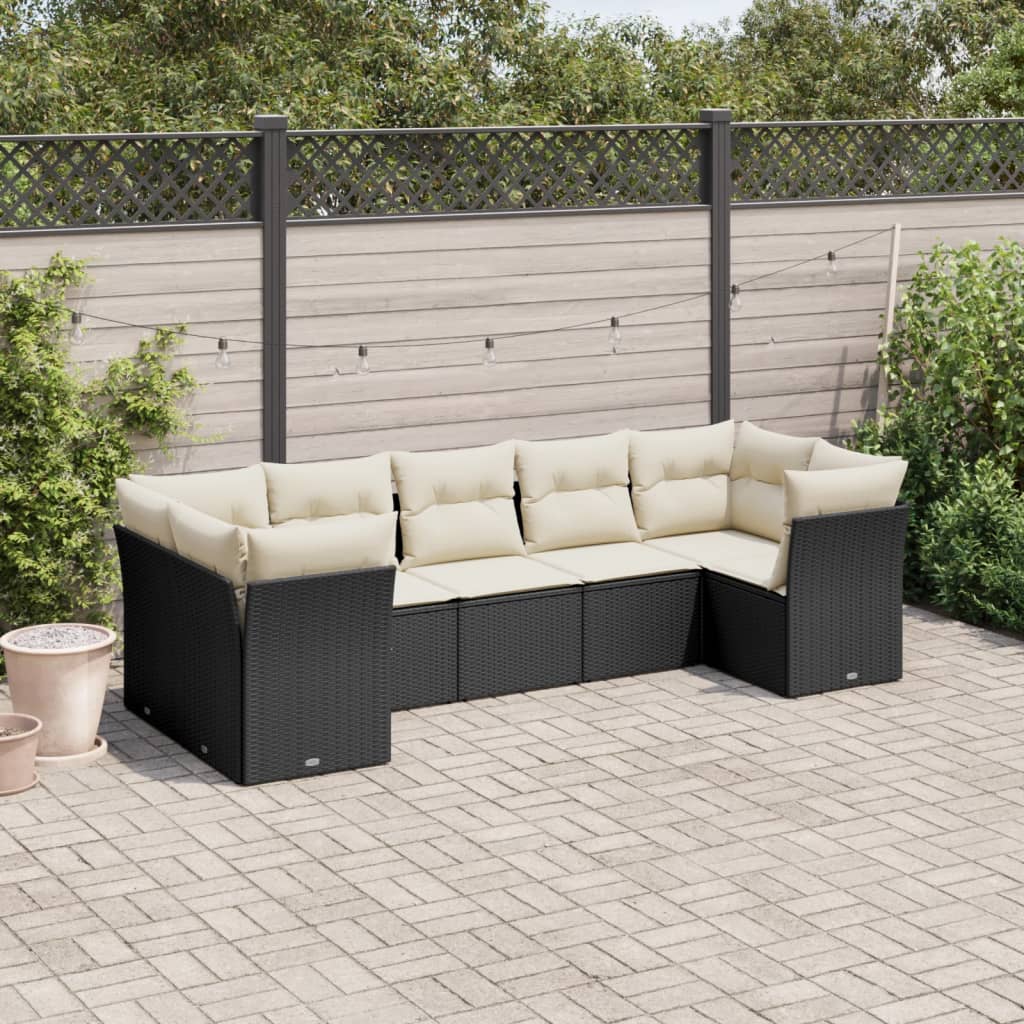 -Delige Loungeset Met Kussens Poly Rattan