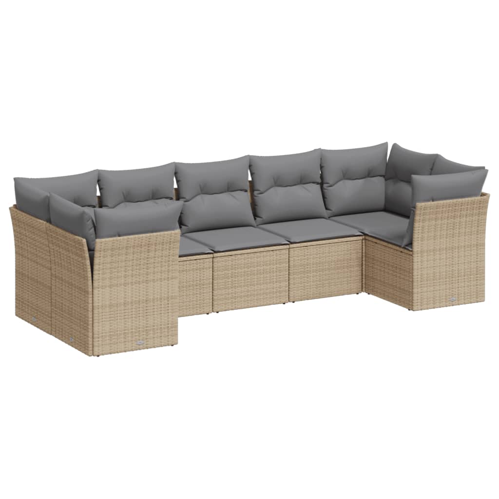 -Delige Loungeset Met Kussens Poly Rattan