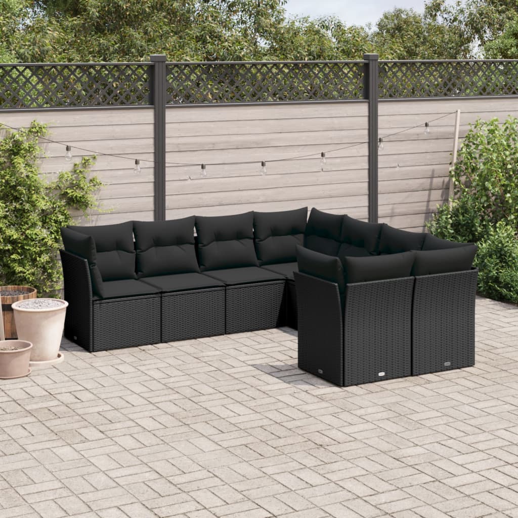 -Delige Loungeset Met Kussens Poly Rattan