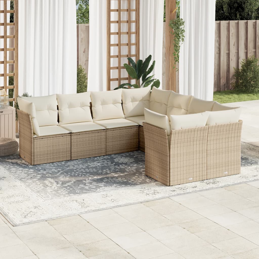 -Delige Loungeset Met Kussens Poly Rattan