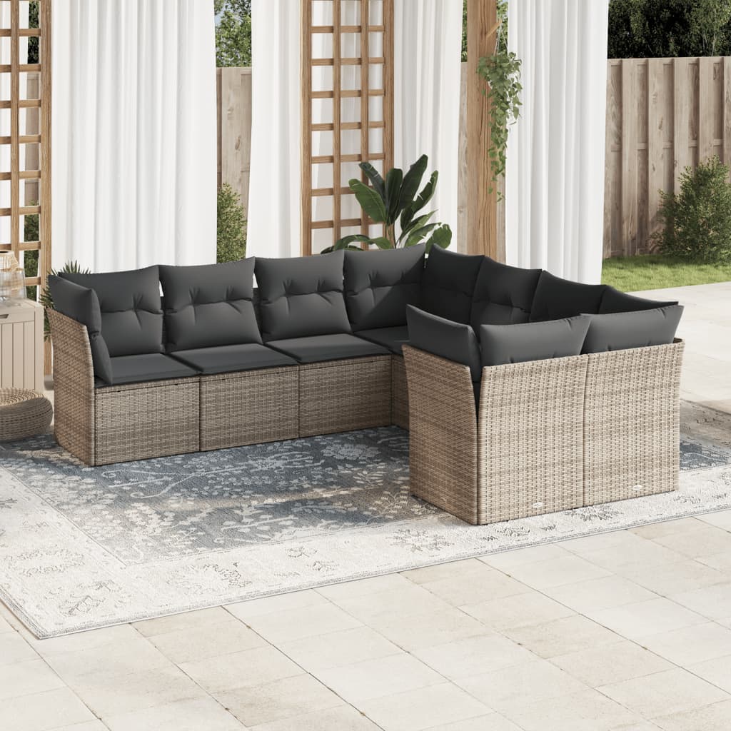 -Delige Loungeset Met Kussens Poly Rattan