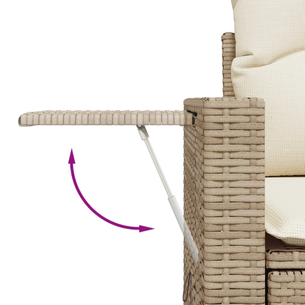 3-Delige Loungeset Met Kussens Poly Rattan Beige