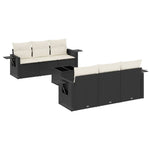 7-Delige Loungeset Met Kussens Poly Rattan Zwart