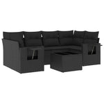 7-Delige Loungeset Met Kussens Poly Rattan Zwart