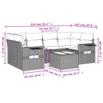 7-Delige Loungeset Met Kussens Poly Rattan Zwart