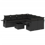 9-Delige Loungeset Met Kussens Poly Rattan Zwart