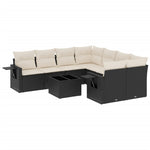 9-Delige Loungeset Met Kussens Poly Rattan Zwart