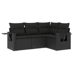 4-Delige Loungeset Met Kussens Poly Rattan Zwart