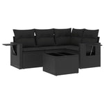5-Delige Loungeset Met Kussens Poly Rattan Zwart