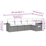 5-Delige Loungeset Met Kussens Poly Rattan Grijs