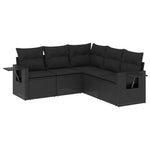 5-Delige Loungeset Met Kussens Poly Rattan Zwart