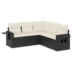 5-Delige Loungeset Met Kussens Poly Rattan Zwart