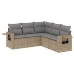 5-Delige Loungeset Met Kussens Poly Rattan Beige