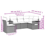 5-Delige Loungeset Met Kussens Poly Rattan Grijs