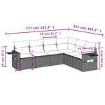 6-Delige Loungeset Met Kussens Poly Rattan Grijs