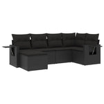 6-Delige Loungeset Met Kussens Poly Rattan Zwart