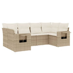 6-Delige Loungeset Met Kussens Poly Rattan Beige