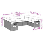 9-Delige Loungeset Met Kussens Poly Rattan Grijs