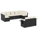 9-Delige Loungeset Met Kussens Poly Rattan Zwart