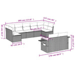 9-Delige Loungeset Met Kussens Poly Rattan Grijs