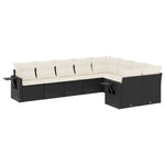 9-Delige Loungeset Met Kussens Poly Rattan Zwart