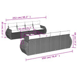 9-Delige Loungeset Met Kussens Poly Rattan Zwart