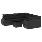 9-Delige Loungeset Met Kussens Poly Rattan Zwart