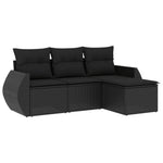 4-Delige Loungeset Met Kussens Poly Rattan Zwart