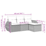 4-Delige Loungeset Met Kussens Poly Rattan Zwart