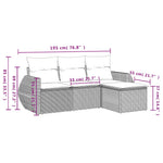4-Delige Loungeset Met Kussens Poly Rattan Grijs